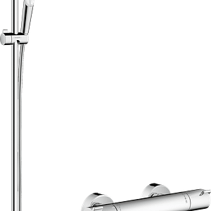 hansgrohe Crometta Brausesystem Aufputz Vario mit Ecostat 1001 CL Thermostat und Brausestange 90 cm